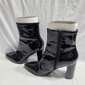 Allegra K Shiny Black Heeled Boots Size 7